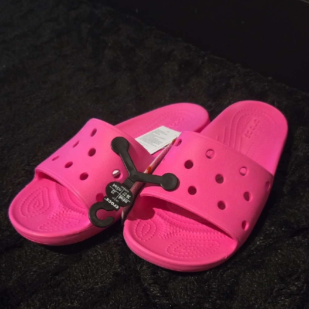 CROCS Vibrant Pink Slide Sandals